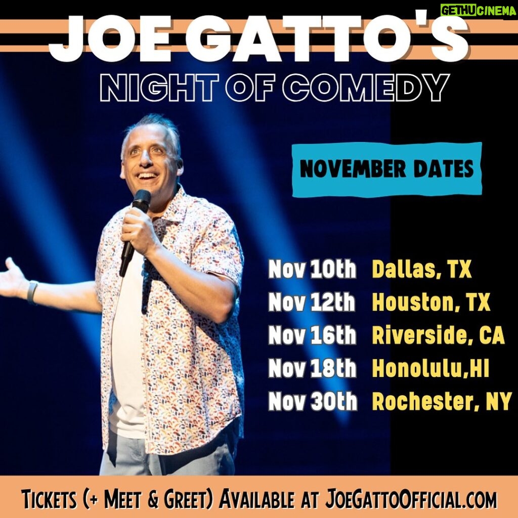 Joe Gatto Instagram - November tour dates on sale at JoeGattoOfficial.com Come out and let’s have some. laughs.