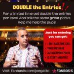 Joe Gatto Instagram – Double the entries! Thanks to everyone who has supported my charity sweepstakes so far. For limited time entries are doubled for each level. And you still get the same great perks. Visit fanbasis.com/joegatto or link in bio. Support and share. Thanks!