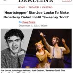 Joe Locke Instagram - See u on broadway 😭🥰 Jan 31st 🖤🔪 @sweeneytoddbway
