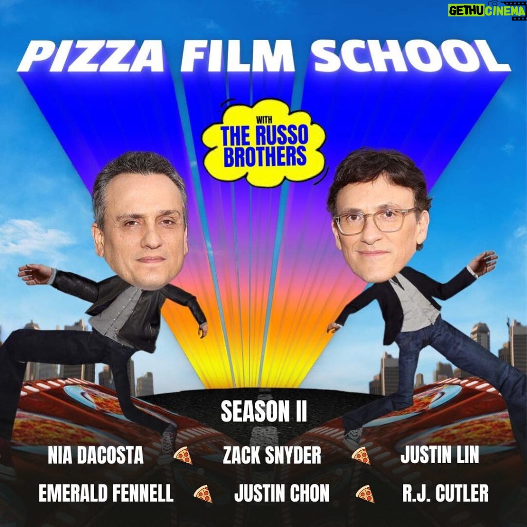 Joe Russo Instagram - What’s better than a slice of pizza? Us getting to talk to a bunch of our favorite directors, that’s what. PIZZA FILM SCHOOL IS BACK. Season II premieres next Tuesday, April 11th on the AGBOVERSE. Who’s watching?