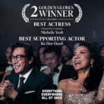 Joe Russo Instagram - A GIANT congratulations to the EEAAO team! Especially the incredibly talented Michelle Yeoh and Ke Huy Quan. The Golden Globes couldn’t have gone to two more deserving, hard working, and amazing human beings. Much love from us to you…