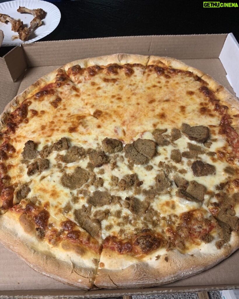 Joey Diaz Instagram - Carlo’s pizza ….. tremendous!!!! Extra cheese and meatballs…. Jersey pizza…. The goods!