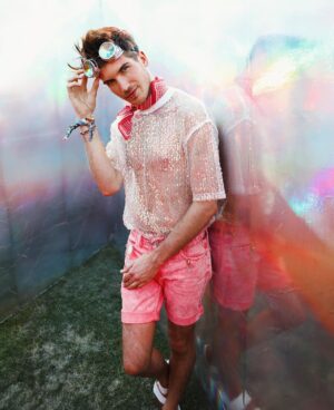 Joey Graceffa Instagram - MOON 🌙 PRISM 🌈 POWER ⚡️NIPPLES!  #coachella day 2 let’s gooooo