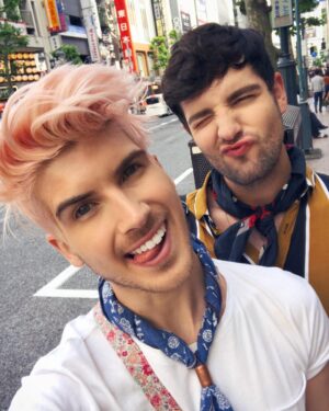Joey Graceffa Instagram - Celebrated 4 years together yesterday! ❤️👬Time truly flies by when you’re in love! Also very much missing Japan 🇯🇵 @mo_tokyo can we come stay with you again?!