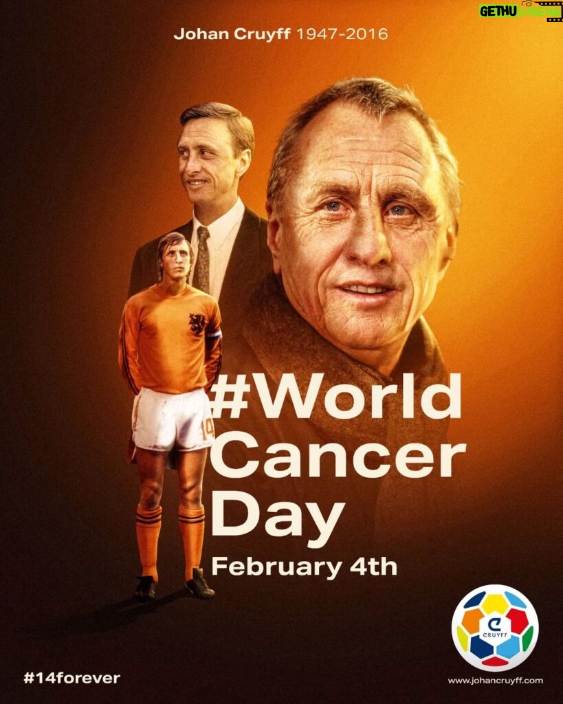 Johan Cruijff Instagram - February 4th, a day to remember Johan and raise awareness about cancer. 🎗 #WorldCancerDay #14forever #CruyffLegacy