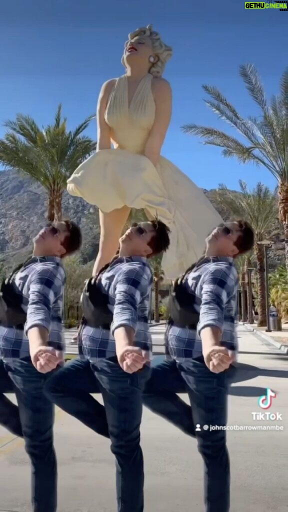John Barrowman Instagram - Stepping into Saturday watched by an icon. . . #tingtingtangting #dancechallenge #lgbtqia #marilynmonroe #dance #trending #music #palmsprings Palm Springs, California