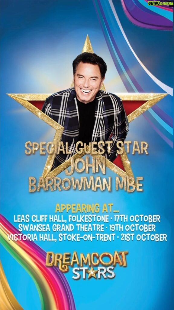 John Barrowman Instagram - I am THRILLED to announce i will be joining Dreamcoat Stars for three exclusive shows across the October tour! Tickets will go quickly. Hit the link in my bio to get your tickets for the show and the meet and greet sound check. Folkestone 17th October Swansea 19th October Stoke on Trent 21st October Jb #dreamcoatstars #lgbtqia #johnbarrowman #fanfamily #concert #music