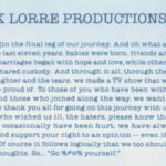 Johnny Galecki Instagram – Well said, Mr. Lorre. Much love for you and all the fans. Here we go, all. @bigbangtheory_cbs swan song.