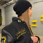 Jordyn Woods Instagram – A sample from the @woodsbyjordyn archive that @karltowns and I collaborated on.. I’m actually obsessed with this letterman.. should we produce this!? 
Also bringing something other than clothing to @woodsbyjordyn this holiday season.. 😉
ALSO Black Friday sale coming this week, 35% off and a free HAT with purchase over $150🤍