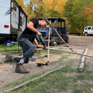 Josh Duhamel Instagram - After binge watching the show ALONE, I became inspired to channel my inner survivalist… but ya know, with power tools, running water, camper trailers, ATVs, etc. 

What do you think @callieblueheron - would they cast me for the next season?