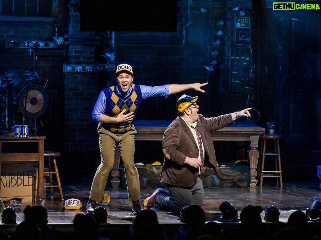 Josh Gad Instagram - A Broadway debut for the ages! Thanks for eating dreams with us @gayleking 🍽️✨ #GutenbergBway 📸: @triciambaron James Earl Jones Theatre