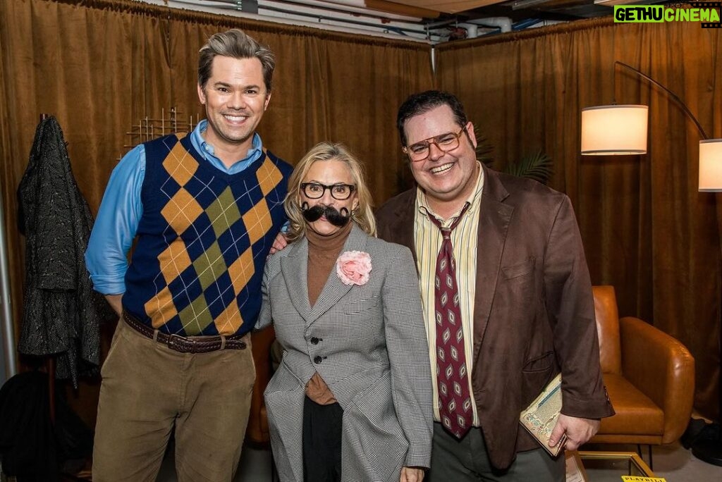 Josh Gad Instagram - One of the funniest human beings alive joined us last night with her own makeshift mustache to eat dreams at @gutenbergbway — my God, I love you @amysedaris