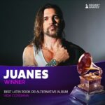 Juanes Instagram - Acabamos de ganar el GRAMMY con VIDA COTIDIANA a MEJOR ÁLBUM LATINO ROCK O ALTERNATIVO 🔥 No tengo palabras suficientes para expresar la emoción que siento por el reconocimiento que le está dando la academia @recordingacademy a este álbum. Además, que honor haber ganado esta categoría al lado de la talentosa @natalialafourcade Gracias a @sebastiankrys y @bricenoemmanuel por ser compañeros en esta aventura. A @rafarestrepo y todo mi equipo en Camaleón. Gracias a mi familia por estar siempre conmigo en cada paso que doy. Agradecido siempre con mi familia de @universalmusicgroup . Y gracias a mis fans que hacen que mi música perdure en el tiempo. Esto es para ti Colombia 🇨🇴 Los AMO por siempre! Y gracias a todo el gran equipo que contribuyó de alguna manera para hacer este álbum posible: @vagogalindo @mccallefilm @mrsandbag @tommy_torres @juanluisguerra @mabiland @juanpadaza @bravopercussion @felipenaviamusic @novadrums @juanmosquerarestrepo @alexisdiazpimienta @camo_ossa @camilolo @gale @guillermovadala