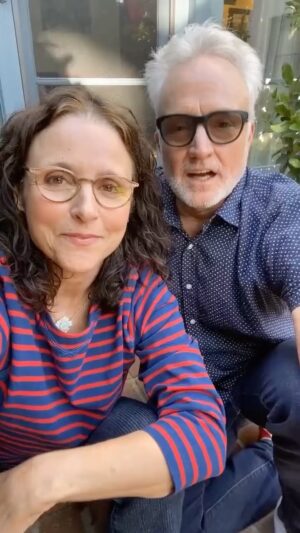 Julia Louis-Dreyfus Instagram - The #VeepWestWing reunion is almost here! 🎉🎉

@BradleyWhitford and I can’t wait to get together with the casts of Veep AND the West Wing in support of @WisDems’ crucial work on Sunday, October 9th! 

We’ve been blown away by the record-breaking number of RSVPs, and we can’t wait for you to see the fun we have planned 😊

We all know elections in Wisconsin are nailbiters. But did you know that they actually come down to a couple of votes per ward? So please, help their year-round Voter Protection team continue to educate voters, recruit poll observers, and protect the vote! 

Grab your spot at the link in my bio, and let me know when you do!