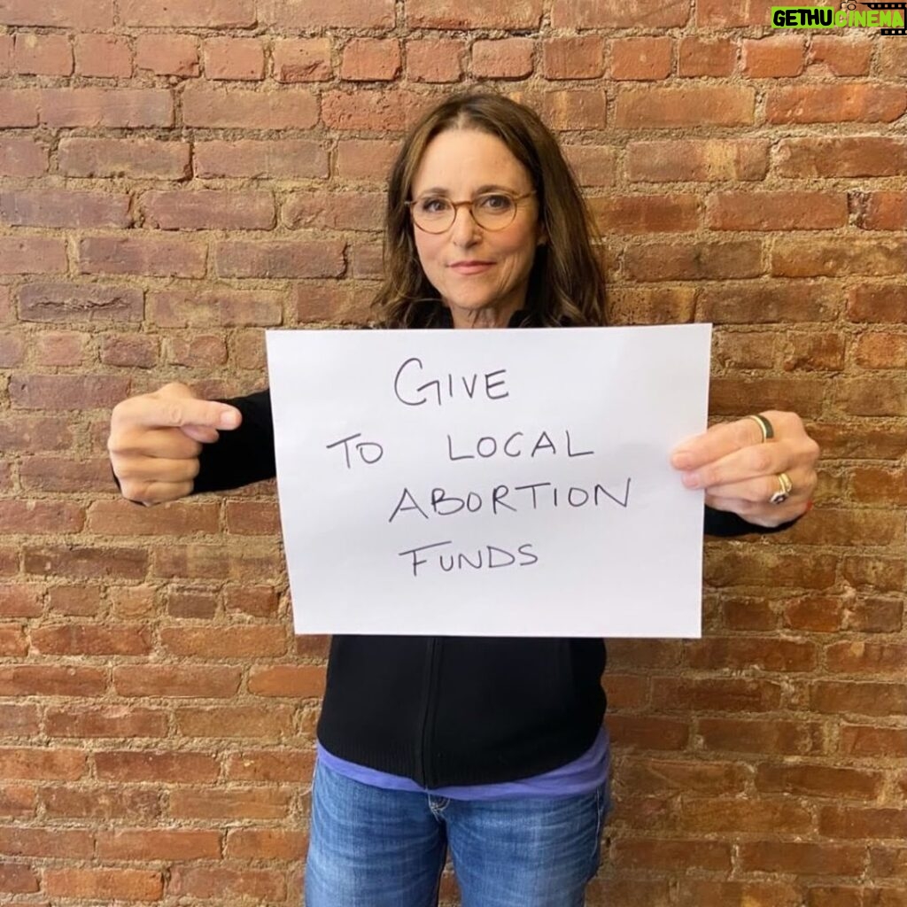 Julia Louis-Dreyfus Instagram - I'm really angry. How about you? I'm matching $10K in donations to 80+ abortion funds that help arrange & pay for people to get the abortion care they need. Please donate at the link in my bio or story to get matched and let me know in the comments when you do!