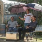 Justin Hartley Instagram - What you don’t see: the guy Kevin hired to keep the sun out. #SunsOutUmbrellasOut #TrailerParkLife #ThisIsUs