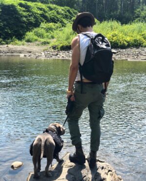 Justin Theroux Instagram - Celebrating Kuma’s Gotcha Day! June 8, 2018, 3 years ago today. 🎂 I know you can’t read Kuma, but thank you for being so open, making me laugh, sleeping in later than me, going everywhere by my side, reminding me to stay in the present, to let things roll off me, to have gratitude and joy for everything, even just waking up. Reminding me to be playful. For showing patience. For not judging anyone, (except skateboards that you judge harshly). For showing kindness first, to literally everyone you meet. For being an exceptional (but not uncommon) Pitbull ambassador. For helping save other Pittbulls like yourself by letting me tell people your story… For being loyal.  For being my gray shadow… And above all, for guarding the bathroom door literally every time i take a piss like my life depended on it. 

And THANK YOU to all the hands that cared for Kuma before I got there.  And an extra special thanks to ALL who work in animal rescue (usually very quietly) who make Kuma’s story possible for thousands of other animals every day. You are my heroes. 
I’ll say it again… #adoptdontshop 
❤️ 🙏 
… you won’t regret it.