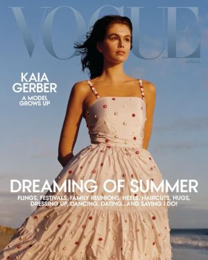Kaia Gerber Instagram - @voguemagazine Vogue US June/July 
by @colin_dodgson ❤️

I can’t help but get emotional over this one, my first solo american vogue cover. I feel like I’m holding little Kaia and telling her that she will have a voice one day, reminding her not to grow up too fast. the last four years have given me so much to be grateful for, but they have also taught me so many lessons - some harder to learn than others. there have been many moments were I felt like my body and face were being used to interpret who I am. finally feeling free of that and continuing to learn as I grow, I want to thank everyone at vogue and @frynaomifry from the bottom of my heart for asking me questions I have always wanted to be asked, and for being incredible listeners. & a special thanks to @colin_dodgson for capturing me at the beach I grew up on in a way that only someone from just a few beaches up the coast could. link in bio for the whole story.