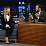 Kaley Cuoco Instagram – Always the best funniest time on @fallontonight ! Don’t miss it tonight! We also play a ridiculous game of 3D Pictionary which I legit sucked at! Enjoy! 😂💫👏🏼 #icantdraw  thank you glam! Wearing @dolcegabbana @manoloblahnik @bradgoreski @daniela_viviana @lubastailoring @tommy_buckett @natashasmee ♥️