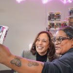 Kamala Harris Instagram - It was a joy to make a surprise stop by @dellasoulrecords in Michigan and look at their impressive vinyl collection. I'm always willing to teach the press about George Clinton and Bootsy Collins.
