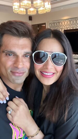 Karan Singh Grover Instagram - 7 beautiful years together as husband and wife ❤️🧿
Happy Anniversary my love ❤️ 
#monkeylove #monkeyversary 
#brunch #settemara #stregismumbai #mybestfriend