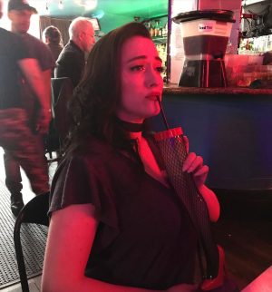 Kat Dennings Instagram - Thank you @jaymelemons for this pre-pandemic memory: forlornly drinking out of a leg at drag queen bingo