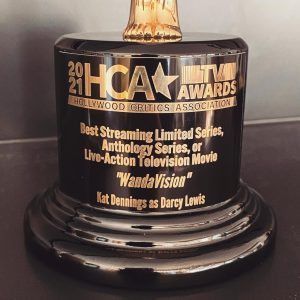 Kat Dennings Instagram - Is this what happens when I look away from the lettuces?! Thank you so much for honoring WandaVision @hollywoodcriticsassociation and thank you again @marvel, Jac and Matt for allowing me on set 👓