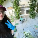 Kat Dennings Instagram - My building of the floral arch! Three days of literal blood, sweat and tears. There was also some broken glass. Shout out to @barbrastreisand and her audiobook for getting me through several breakdowns on the way to the final magical moment 🌿💕