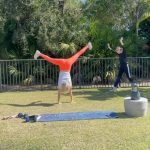 Kate Upton Instagram - Decided to have a cartwheel competition with @christie.upton... Norman decided otherwise. 🤣
