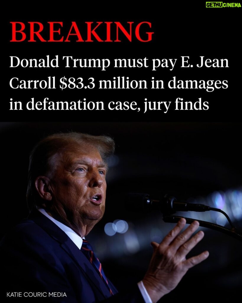Katie Couric Instagram - 🚨 A Manhattan jury on Friday ordered former President Donald J. Trump to pay $83.3 million to the writer E. Jean Carroll for defaming her in social media posts, news conferences and even on the campaign trail ever since she first accused him in 2019 of raping her in a department store dressing room decades earlier. Per @nytimes reporting, the award included $65 million in punitive damages, which the nine-member jury assessed after finding Mr. Trump, 77, had acted maliciously after Ms. Carroll’s lawyers pointed to Mr. Trump’s persisting attacks on her, both from the White House and after leaving office. Ms. Carroll, 80, testified that his repeated taunts and lashing out had mobilized many of his supporters, leading to an onslaught of attacks on social media and in her email inbox that frightened her and “shattered” her reputation as a well-regarded advice columnist for Elle magazine. “I was attacked on Twitter,” Ms. Carroll told the jury. “I was attacked on Facebook. I was living in a new universe.” It is the second time Mr. Trump has been ordered to pay Ms. Carroll damages in less than a year. In May, a different Manhattan jury awarded her $5 million after finding Mr. Trump liable for sexually abusing her in the dressing-room assault in the mid-1990s, and for defaming her in post on his Truth Social website in October 2022, in which he called her accusation “a complete con job” and “a Hoax and a lie.”