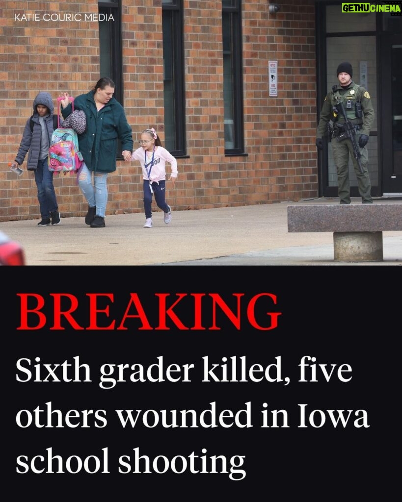 Katie Couric Instagram - 🚨 At least one person was killed in a shooting at a school in Perry, Iowa, on Thursday, according to Iowa Division of Criminal Investigation Assistant Director Mitch Mortvedt. That person was a sixth-grade student at the middle school, he said during a news conference. Five others were wounded and one of the victims is in critical but not life-threatening condition. The other four people injured in the shooting are in stable condition. Mortvedt said the shooter was armed with a pump action shotgun and a small caliber handgun. He said the shooter made several social media posts in and around the time of the shooting. The shooter died from a self-inflicted gunshot wound, Mortvedt said. This is a developing story with more updates to come. #breakingnews