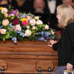 Katie Couric Instagram - Family and friends honored the life of former first lady Rosalynn Carter in a tribute service Tuesday at Glenn Memorial United Methodist Church in Atlanta. She was remembered as a loving grandmother, humanitarian and mental health advocate. Former President Jimmy Carter, who is 99 and receiving hospice care at home, attended the service. While he did not deliver remarks due to health challenges, a love letter he sent Rosalynn 75 years ago was read by his daughter during the service. President Joe Biden and first lady Jill Biden, Vice President Kamala Harris, former President Bill Clinton and former first ladies Hillary Clinton, Laura Bush, Michelle Obama and Melania Trump also attended. The ceremonies began Monday with a motorcade carrying her remains to the Jimmy Carter Presidential Library and Museum where she laid in repose. On Wednesday, the funeral procession will arrive at Maranatha Baptist Church in Plains, Georgia, with a service for family and invited friends. 📸: @gettyimages #rosalynncarter #jimmycarter #thecarters #georgia