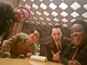 Ke Huy Quan Instagram - I LOVE my LOKI family.  Sharing some behind-the-scenes pics of the fun times we had on set. Please go check out all episodes available now. IT’S SO GOOD! And I’m not just saying that because I’m in it. 😜😂💚

@officialloki @marvelstudios @disneyplus