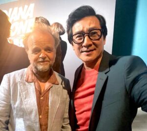 Ke Huy Quan Instagram - Indy will always be a hero to Short Round and Harrison Ford will always be a hero to me❣️

I wish he could continue in this role forever, but I was happy to be there last night to see him crack that whip one more time. Dial of Destiny is SO GOOD!!! Please go see it comes June 30th!

(Can you spot another cast member from Temple of Doom? Hint: he loves voodoo dolls 😜)

📸: @gettyimages 

Styling: @chloekeiko 
Grooming: @sonialeeartistry 
Outfit: @paulsmithdesign 
Glasses: @cutlerandgross 
Watch: @omega 
Shoes: @churchs 

@indianajones @lucasfilm @disney