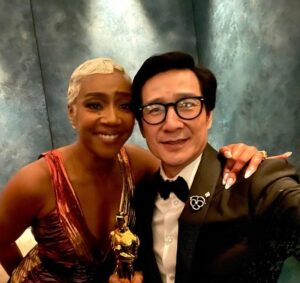 Ke Huy Quan Instagram - The Oscar after parties were EPIC!!! Everywhere I looked, there was someone famous. I’ve been to many parties, but…😱 these were on another level. Just to give you an idea, as we walked into the @vanityfair party, I ran into @usher and @gigihadid who were both super friendly. 🤯 I also had the most wonderful and memorable conversation with @tiffanyhaddish. I won’t share what we talked about, but THANK YOU, TIFFANY❣️