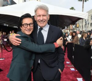 Ke Huy Quan Instagram - Indy will always be a hero to Short Round and Harrison Ford will always be a hero to me❣️

I wish he could continue in this role forever, but I was happy to be there last night to see him crack that whip one more time. Dial of Destiny is SO GOOD!!! Please go see it comes June 30th!

(Can you spot another cast member from Temple of Doom? Hint: he loves voodoo dolls 😜)

📸: @gettyimages 

Styling: @chloekeiko 
Grooming: @sonialeeartistry 
Outfit: @paulsmithdesign 
Glasses: @cutlerandgross 
Watch: @omega 
Shoes: @churchs 

@indianajones @lucasfilm @disney