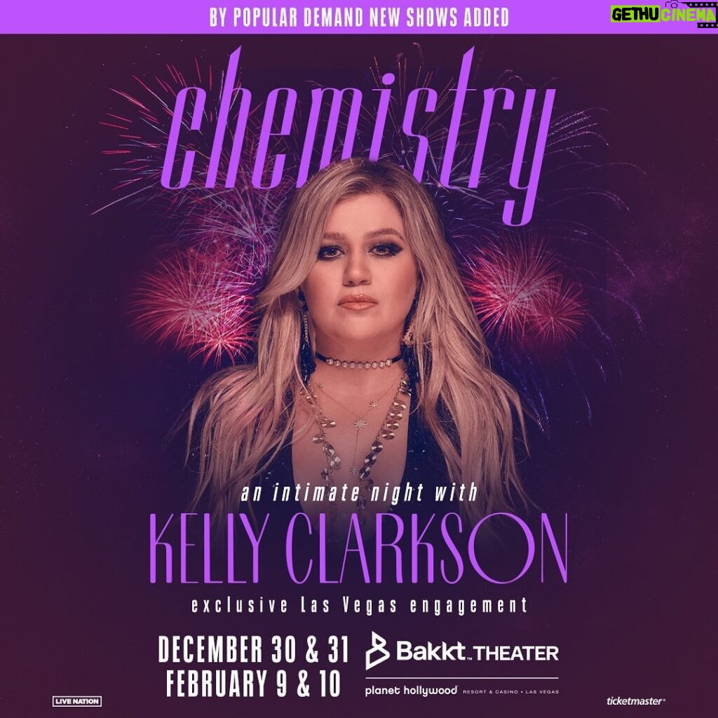 Kelly Clarkson Instagram - I’m coming back Vegas! We are adding new shows to my exclusive Las Vegas engagement! See y’all December 30th, 31st & February 9th & 10th at Bakkt Theater at Planet Hollywood! Tickets are on sale Friday at 10 AM PT at Ticketmaster.com/KellyVegas.