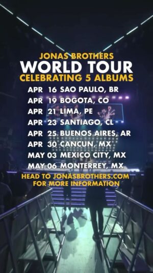 Kevin Jonas Instagram - We heard you and couldn’t agree more that it’s time we came back to LATIN AMERICA!! Brazil, Colombia, Peru, Chile, Argentina and Mexico… We’ll see you next year ❤️ Visit jonasbrothers.com for on-sale times in your city!