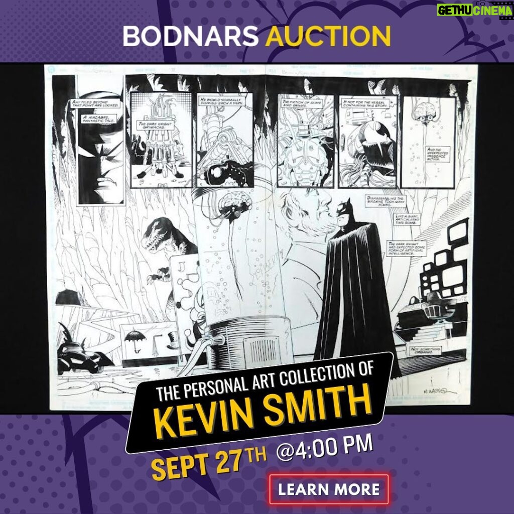 Kevin Smith Instagram - TODAY AT 4pmEST / 1pmPST! I’m auctioning off my personal collection of comic book art with the good folks at @bodnarsauction! Amazing pages by Miller, Quesada, Wagner, Hester, and so many more great artists! Choose from Daredevil, Green Arrow, The Sandman, Mage, Justice League, Batman and other legendary titles! Go to https://www.bodnarsauction.com/auction/comic-art-the-personal-collection-of-kevin-smith/ to see and bid on the entire collection or to watch the live auction TODAY! #KevinSmith #comicbookart #auction