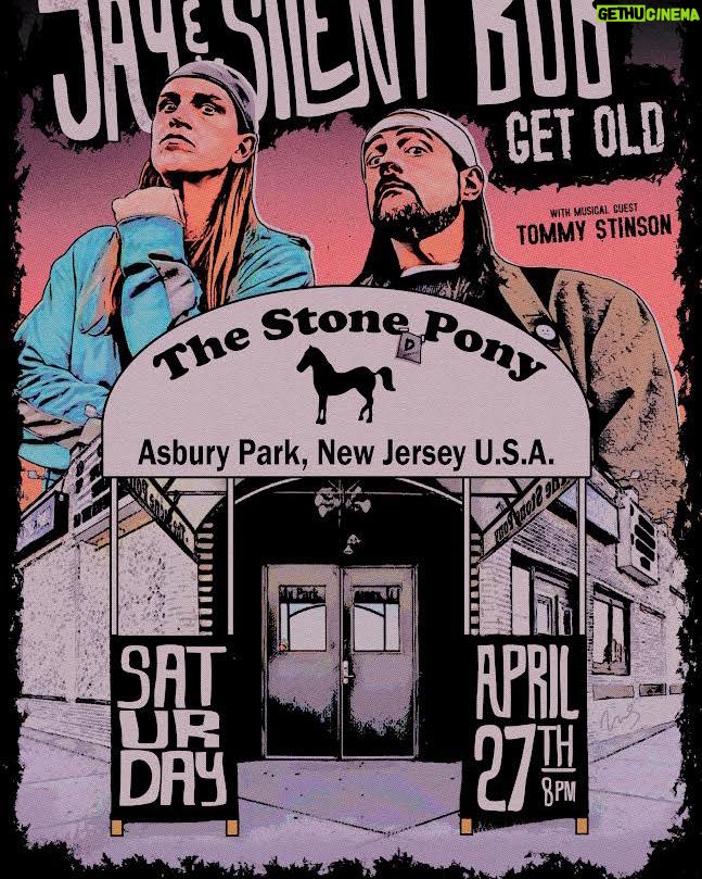 Kevin Smith Instagram - It took us 30 years but @jayandsilentbob are finally playing @the_stone_pony on Saturday, April 27! Wanna come see me & @jaymewes in this iconic Asbury Park venue? Presale tickets available 3/1 at StonePony dot com! Excellent artwork by @thedarknatereturns!