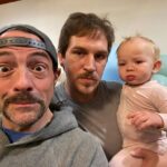 Kevin Smith Instagram – HAPPY FIRST BIRTHDAY LUCIEN!
The adorable baby boy belonging to @jaymewes and @jordanmonsanto hit single digits on Monday! His baby talk isn’t as marketable as his Dad’s (Snoogans, Snoochie Boochies, etc), but it’s slightly more intelligible. 
Coming soon: @jayandsilentbob baby clothes!
#KevinSmith #jasonmewes #birthday