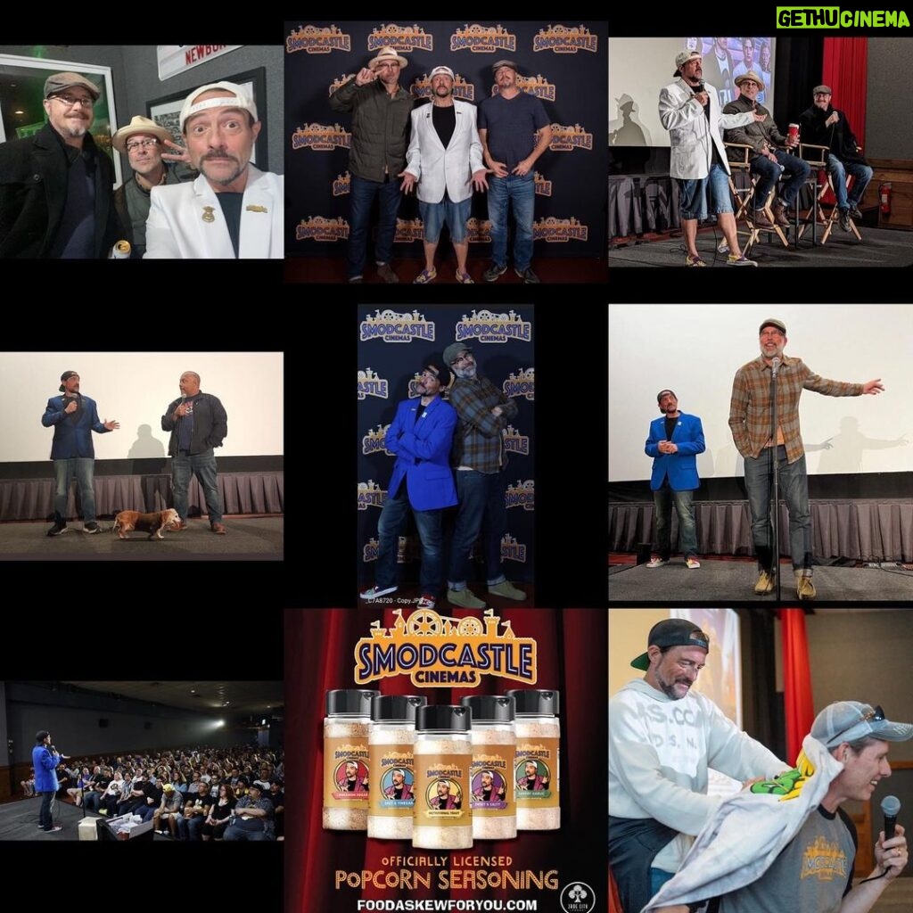 Kevin Smith Instagram - Yesterday marked the One Year Anniversary of when we took over the @atlanticmoviehouse and turned it into the flick funhouse we call @smodcastlecinemas! And what a year we’ve had! Here’s a photo collage look back at a slew of the fan-facing events that folks cucked at the Castle in Year One! Many thanks to all our friends and financial supporters for spending so many days and nights in our Garden State-based cinema paradiso! Big thanks to one of my favorite artists on the planet, @thedarknatereturns, for all his awesome ads! Huge thanks to @leeloomultiprops, @odblues7, @jeffswanton5, @tzertuche17, @joshroush & Stephen Frazza for making #SmodcastleCinemas what it is! If you’ve been to Smodcastle, we appreciate your business! If you’ve never been to a #Smodcastle show, hit our website and snatch some tickets to see one of the last 3 events scheduled for 2023! #KevinSmith #birthday #movietheater #cinema