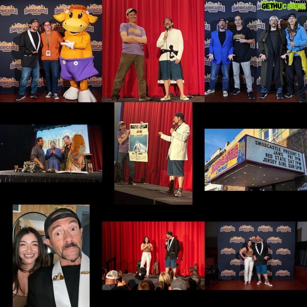 Kevin Smith Instagram - Yesterday marked the One Year Anniversary of when we took over the @atlanticmoviehouse and turned it into the flick funhouse we call @smodcastlecinemas! And what a year we’ve had! Here’s a photo collage look back at a slew of the fan-facing events that folks cucked at the Castle in Year One! Many thanks to all our friends and financial supporters for spending so many days and nights in our Garden State-based cinema paradiso! Big thanks to one of my favorite artists on the planet, @thedarknatereturns, for all his awesome ads! Huge thanks to @leeloomultiprops, @odblues7, @jeffswanton5, @tzertuche17, @joshroush & Stephen Frazza for making #SmodcastleCinemas what it is! If you’ve been to Smodcastle, we appreciate your business! If you’ve never been to a #Smodcastle show, hit our website and snatch some tickets to see one of the last 3 events scheduled for 2023! #KevinSmith #birthday #movietheater #cinema