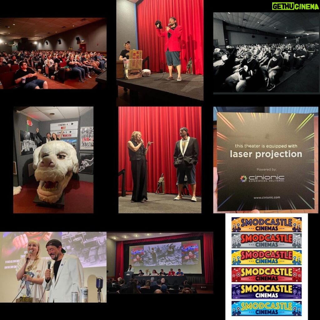 Kevin Smith Instagram - Yesterday marked the One Year Anniversary of when we took over the @atlanticmoviehouse and turned it into the flick funhouse we call @smodcastlecinemas! And what a year we’ve had! Here’s a photo collage look back at a slew of the fan-facing events that folks cucked at the Castle in Year One! Many thanks to all our friends and financial supporters for spending so many days and nights in our Garden State-based cinema paradiso! Big thanks to one of my favorite artists on the planet, @thedarknatereturns, for all his awesome ads! Huge thanks to @leeloomultiprops, @odblues7, @jeffswanton5, @tzertuche17, @joshroush & Stephen Frazza for making #SmodcastleCinemas what it is! If you’ve been to Smodcastle, we appreciate your business! If you’ve never been to a #Smodcastle show, hit our website and snatch some tickets to see one of the last 3 events scheduled for 2023! #KevinSmith #birthday #movietheater #cinema