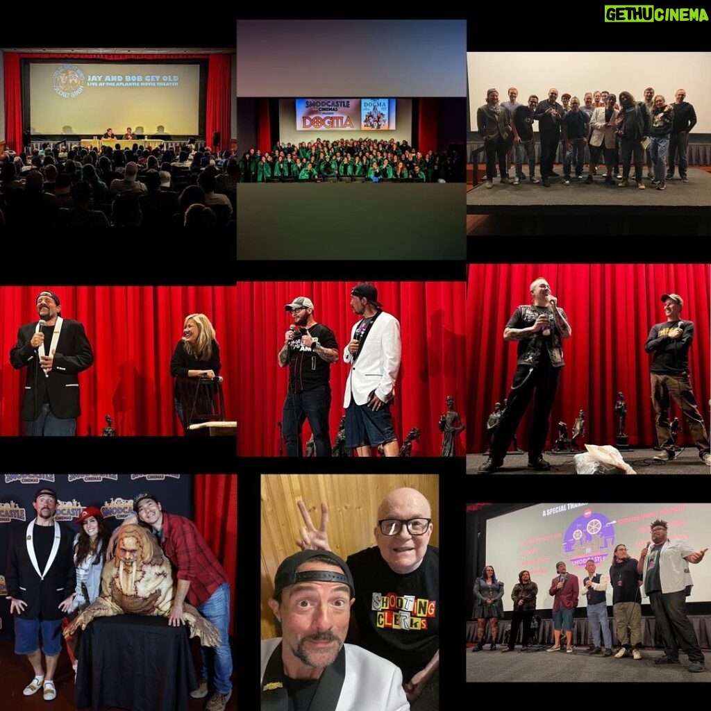 Kevin Smith Instagram - Yesterday marked the One Year Anniversary of when we took over the @atlanticmoviehouse and turned it into the flick funhouse we call @smodcastlecinemas! And what a year we’ve had! Here’s a photo collage look back at a slew of the fan-facing events that folks cucked at the Castle in Year One! Many thanks to all our friends and financial supporters for spending so many days and nights in our Garden State-based cinema paradiso! Big thanks to one of my favorite artists on the planet, @thedarknatereturns, for all his awesome ads! Huge thanks to @leeloomultiprops, @odblues7, @jeffswanton5, @tzertuche17, @joshroush & Stephen Frazza for making #SmodcastleCinemas what it is! If you’ve been to Smodcastle, we appreciate your business! If you’ve never been to a #Smodcastle show, hit our website and snatch some tickets to see one of the last 3 events scheduled for 2023! #KevinSmith #birthday #movietheater #cinema