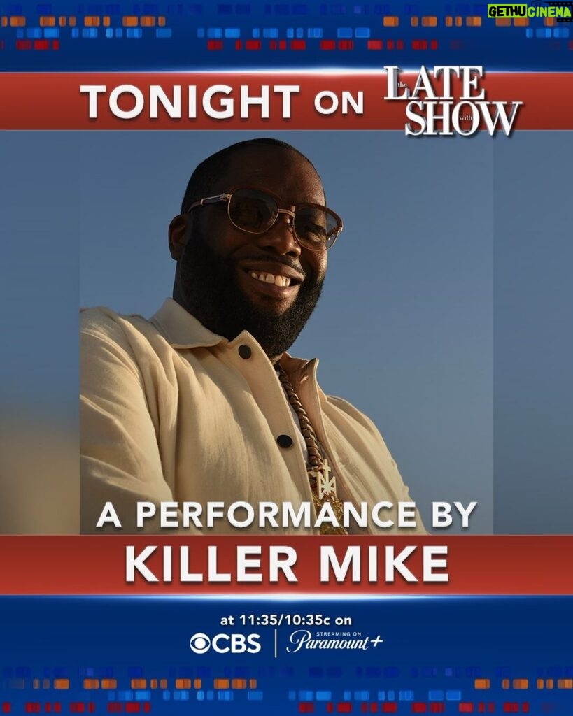 Killer Mike Instagram - Catch me on @colbertlateshow tonight for a special performance of EXIT 9 ☦️ #MICHAEL