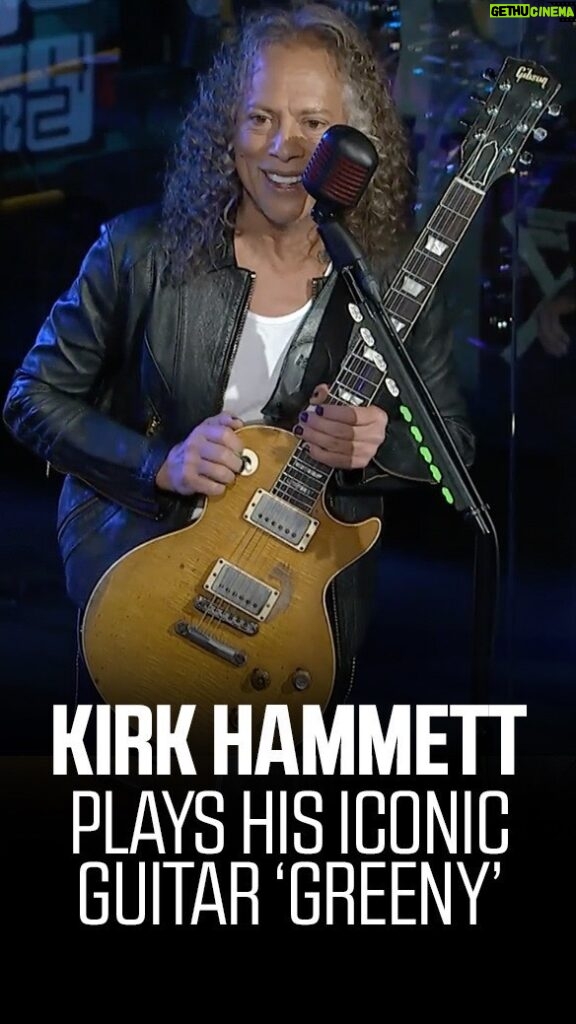 Kirk Hammett Instagram - @kirkhammett shows off the unique sound of his “Greeny” Les Paul.