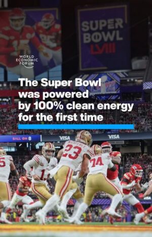 Klaus Schwab Instagram - The Super Bowl took a punt on green energy this year. 

Learn more about the growth in global renewable energy capacity by tapping the link in our bio.