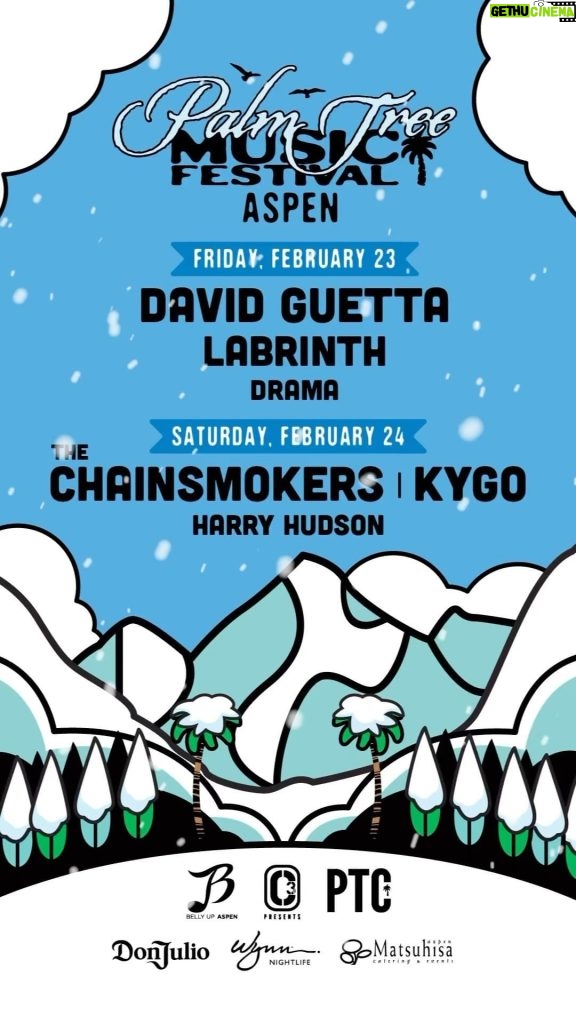 Kygo Instagram - I am so excited to be joining @davidguetta, @thechainsmokers & more to close out the weekend for the 2nd annual Palm Tree Festival in Aspen, CO on 2/24. It’s going to be an epic festival weekend. Pre-Sale begins Thursday 10/5 @ 10AM MT so sign up through the link in my bio to redeem the passcode! Aspen, Colorado