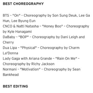Kyle Hanagami Instagram - Just found out I’ve been nominated for a VMA for best choreography! I can’t believe it. Someone pinch me... or kick me in the shin. Thank you @mtv @vmas!

A huge thank you to the entire team @cncomusic @nattinatasha @joelpimentel @erickbriancolon @richardcamacho @christopherbvelezm @zabdieldejesus. A special thank you to @alirberger @clarapablo @ericpodwall for the opportunity and to @anthonydoubleu @florisbosveld for assisting me. 

Congrats to the other nominated choreographers as well! 

@sonsungdeuk @bangster277 @iamdanileigh @charmladonna @richysquirrel @itsbankhead